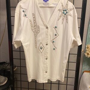 White Embellished Women's Top